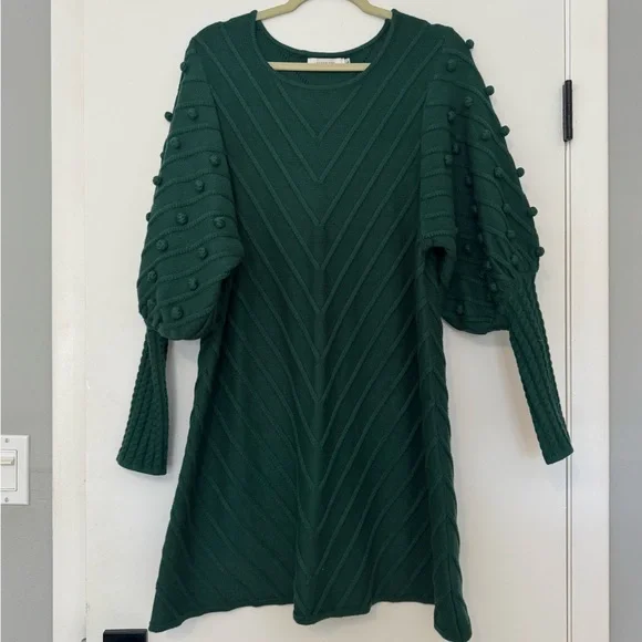 AVANTLOOK puff-sleeve knit dress L - Picture 2 of 6